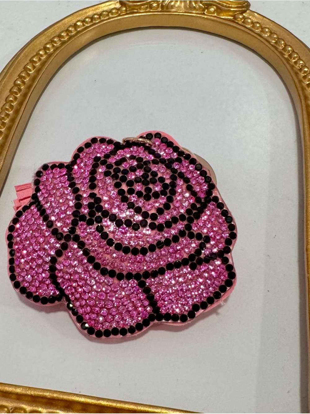 New Pink Crystal Rose Keychain